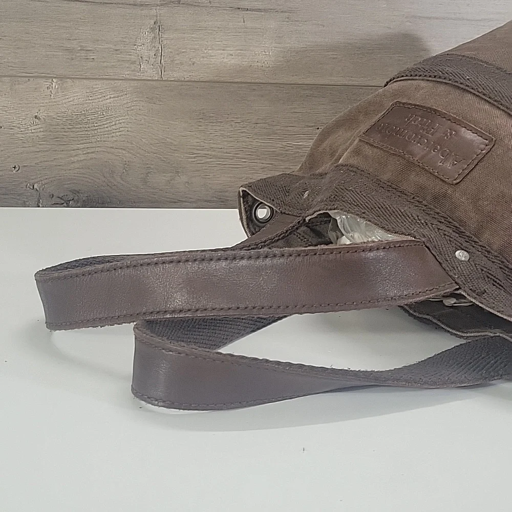Abercrombie & Fitch Brown Canvas Leather Tote Bag for Men